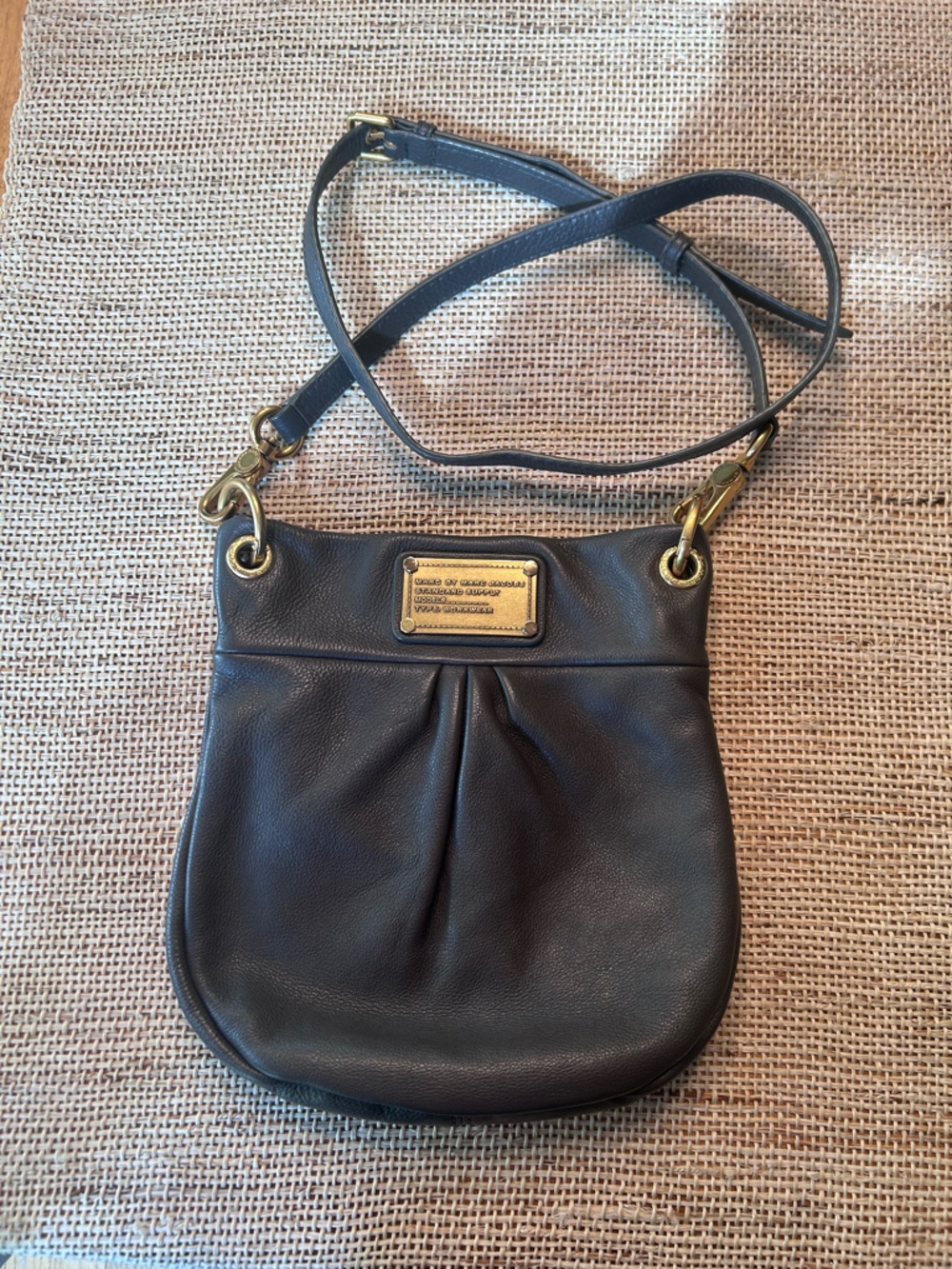 Marc Jacobs Leather Classic Q Mini Hillier Hobo Crossbody in Dark Green/Gray.